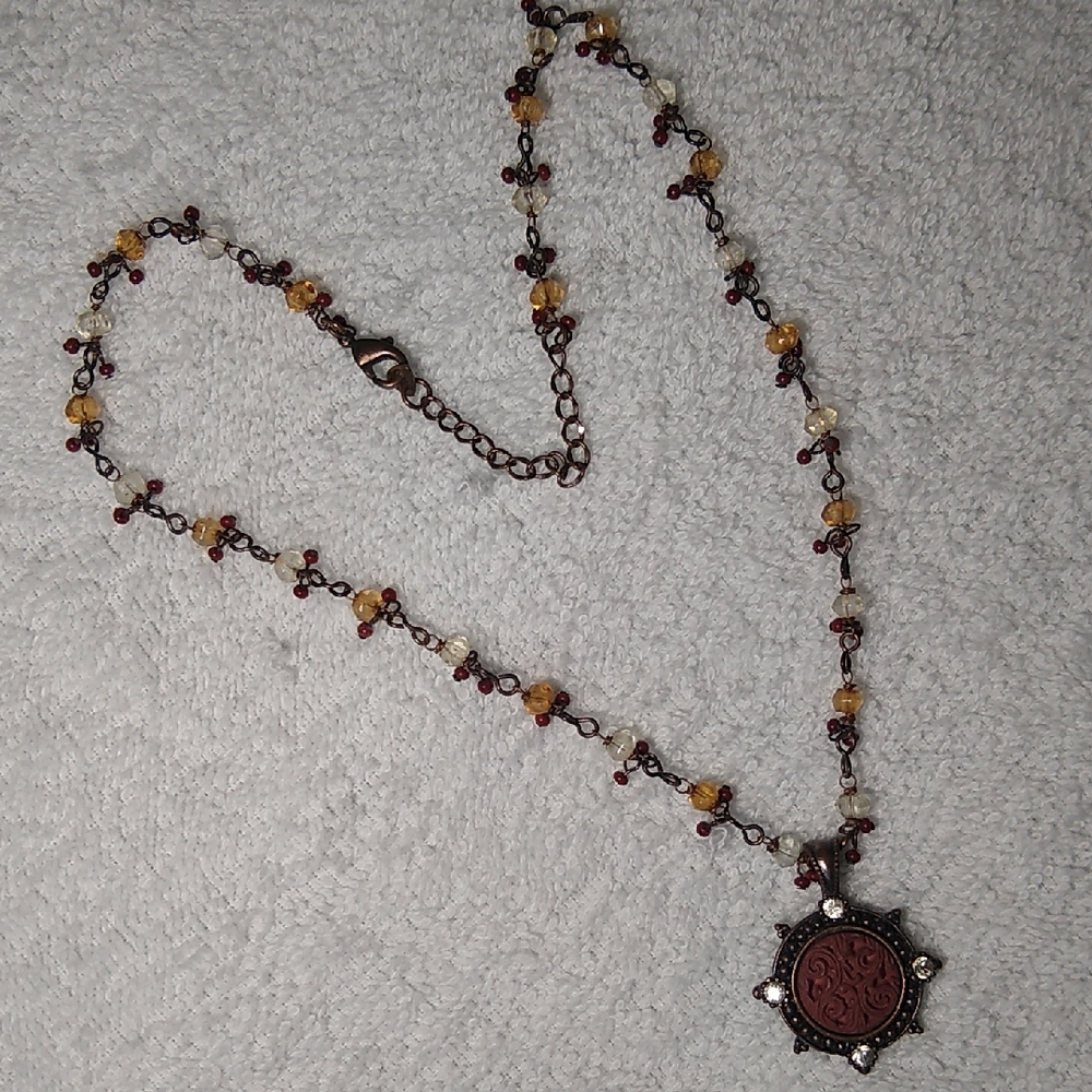 pretty clear + multi-color beads on chain pendant